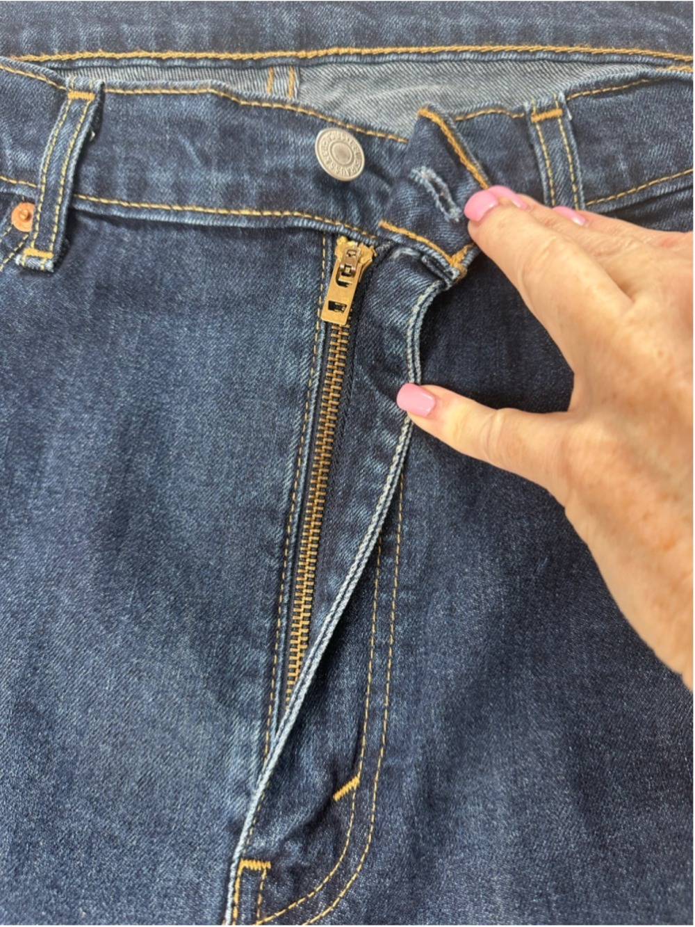 Levi’s 505 Regular Fit Jeans Dark Wash Stretch Denim W38 L30 Classic Straight Le - Picture 13 of 16